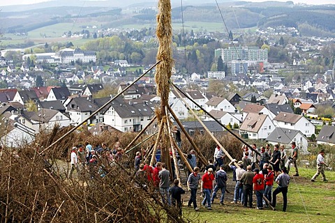 Traditional Easter fire on 7 hills around Attendorn, Sauerland, North Rhine-Westphalia, Germany, Europe