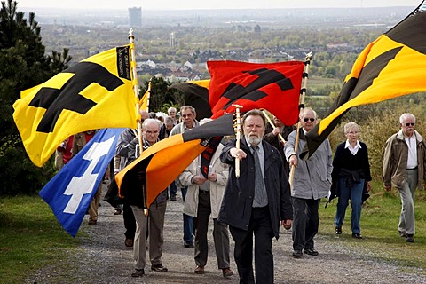 Way of the Cross procession on Good Friday with mining motifs on the Haniel slag heap, at the Prosper-Haniel mine, Bottrop, Ruhr area, North Rhine-Westphalia, Germany, Europe