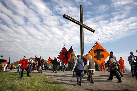 Way of the Cross procession on Good Friday with mining motifs on the Haniel slag heap, at the Prosper-Haniel mine, Bottrop, Ruhr area, North Rhine-Westphalia, Germany, Europe