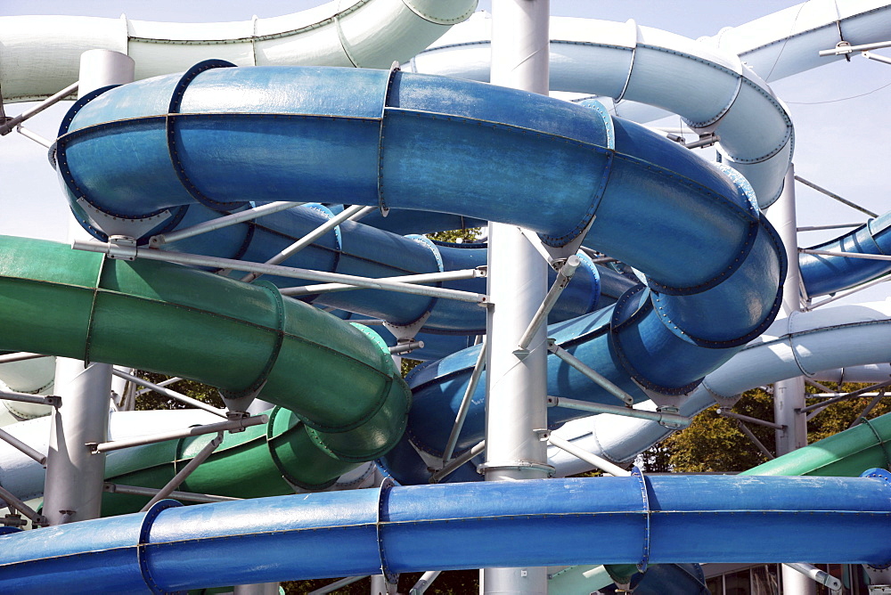 Water slide tubes in a fun park and water park, Scheveningen, Holland, Netherlands, Europe