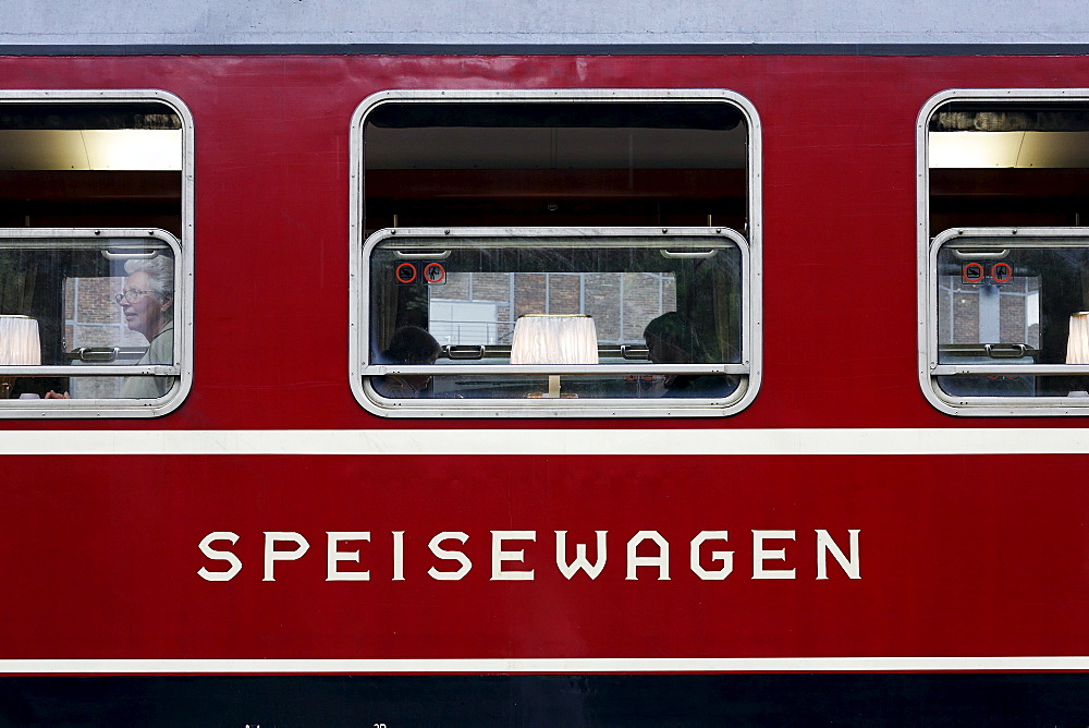 Historic restaurant car of the Deutsche Bahn, German Railways, built in 1965, type WRtmh 134, Germany