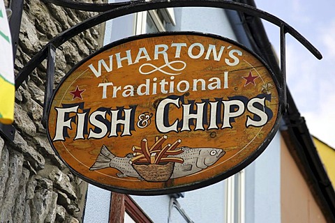 Fish and chips sign, Kenmare, Kerry, Ireland