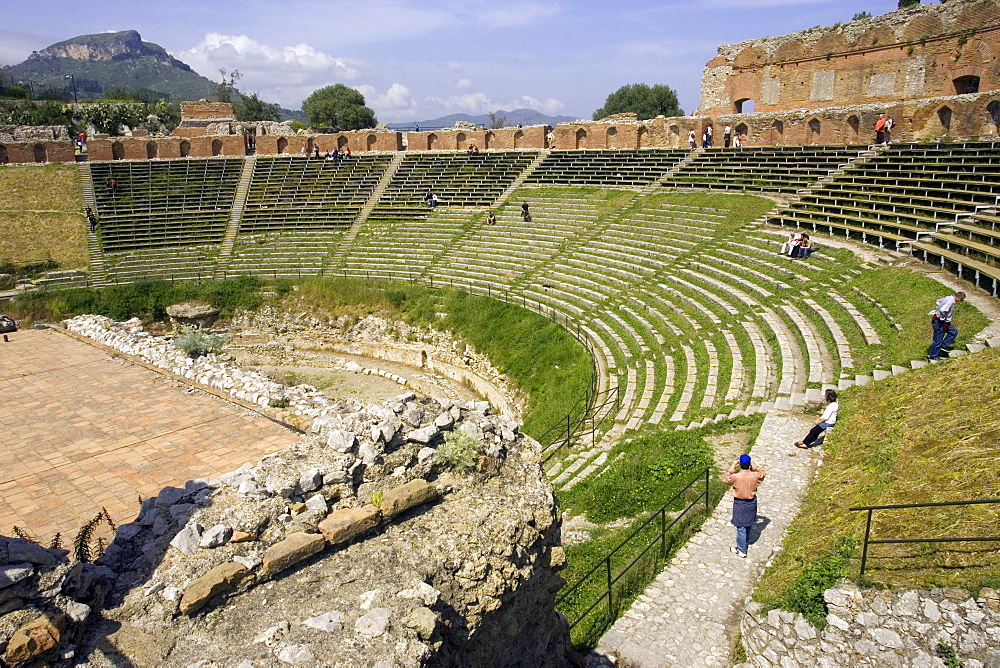 Greek theatre, Teatro Greco, 3rd century B.C. amphitheatre, Taormina, Sicily, Italy