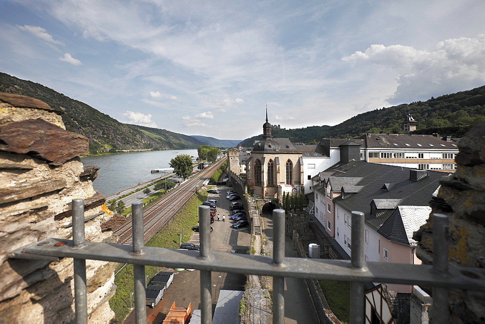 View of Oberwesel from the town wall, Upper Middle Rhine Valley, Rhineland-Palatinate, Germany, Europe