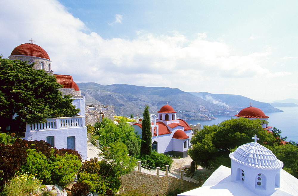 Orthodox churches in Pothia on the island of Kalymnos, Dodecanese Islands, Greece, Europe