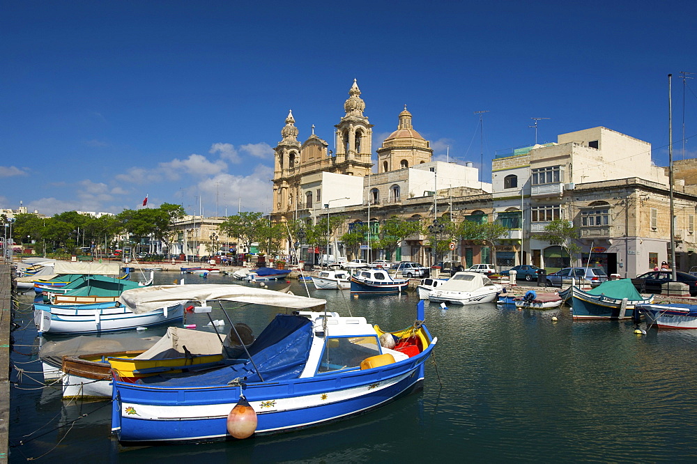 Fishing boats at Msida Creek in Valletta, Malta, Europe