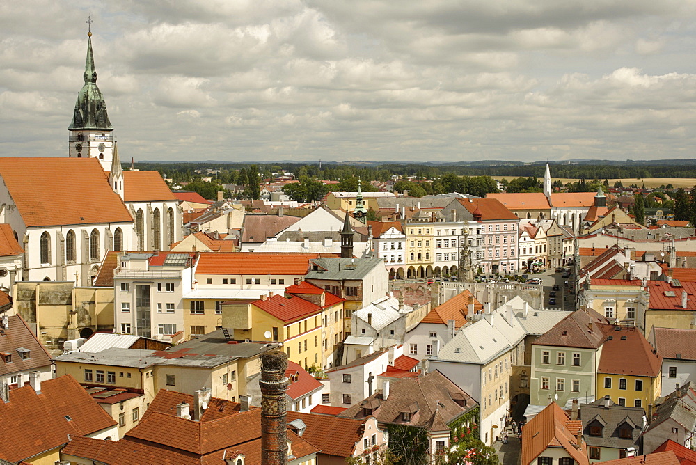 View of the city from the Black Tower, Jindrichuv Hradec, Neuhaus, South Bohemia, Czech Republic, Europe