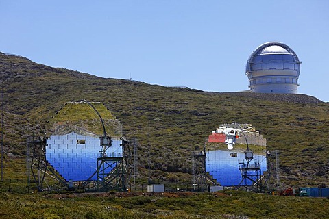 MAGIC-Telescope, Major Atmospheric Gamma-Ray Imaging Cherenkov Telescope, observatory on Roque de los Muchachos, La Palma, Canary Islands, Spain