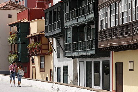 Balcony houses, Avenida Maritima, Santa Cruz de la Palma, La Palma, Canary Islands, Spain