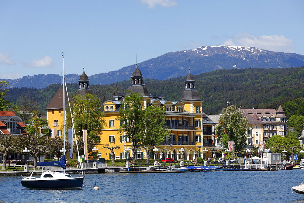 Velden Castle at Woerthersee lake, Carinthia, Austria, Europe