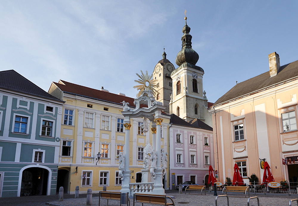Town hall square in Stein near Krems, Wachau, Lower Austria, Austria, Europe