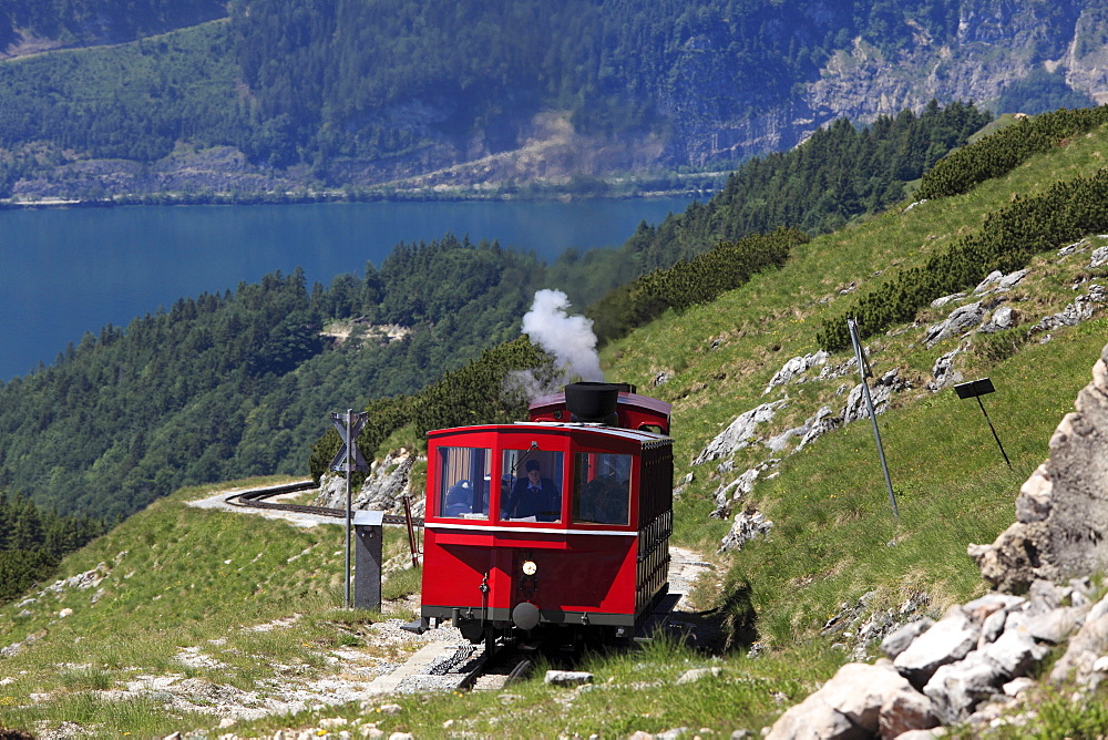 Schafbergbahn mountain train, Schafberg mountain, Salzkammergut region, Salzburg Land state, Austria, Europe