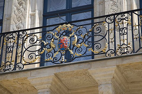 Coat of arms at the balcony of the Palais Grand Ducal, Luxembourg