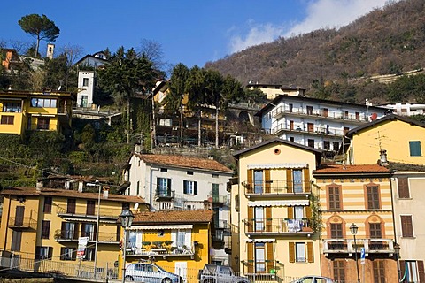 Hillside residences, Via Lungo Telo di Sinistra, Argegno on Lake Como, Lombardy, Italy, Europe