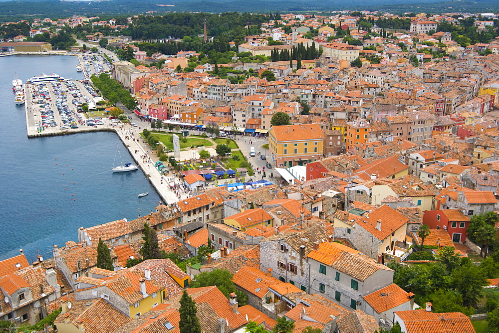 Rovinj from the tower of Saint Euphemia's basilica, Istria, Croatia, Europe