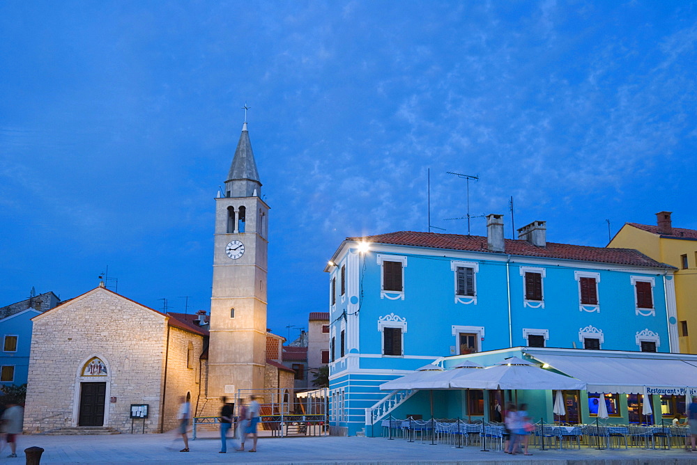 Church of ss. Cosmas and Damian, Crkva Sv Kuzme i Damjana, Titova Riva, twilight, Fazana, Istria, Croatia, Europe