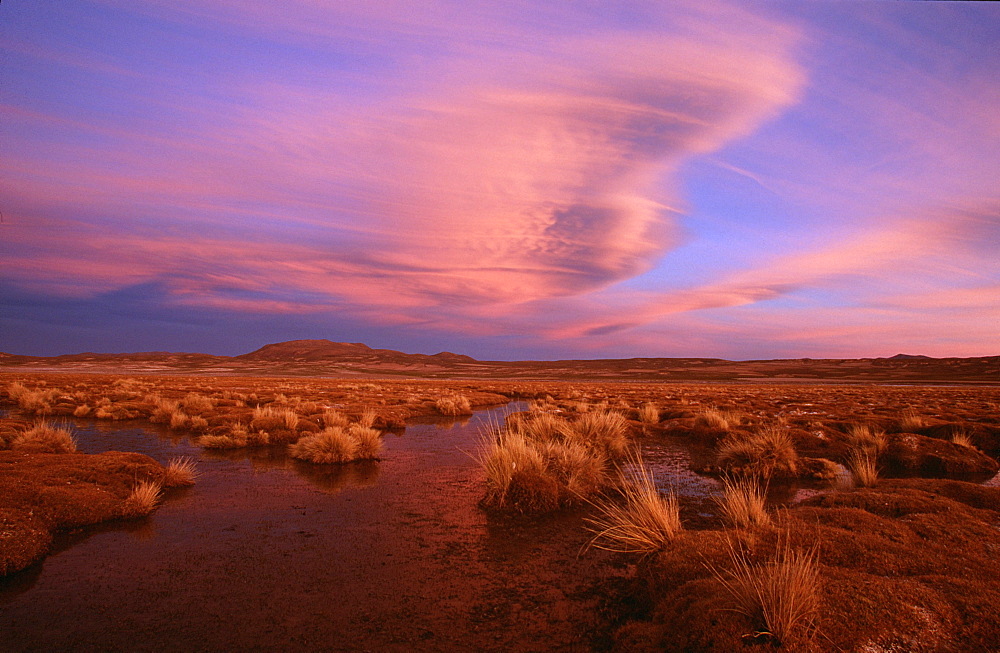 Sunset in the Altiplano, Oruro, Bolivia, South America