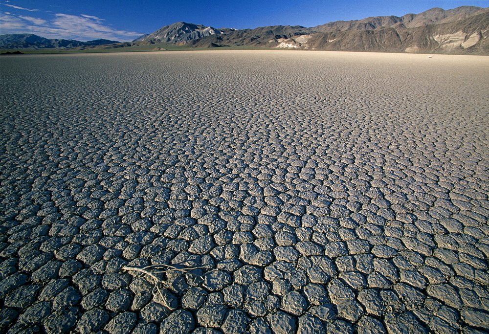 Dried-out bed of a former lake, Racetrack, The Playa, Death Valley National Park, Lone Pine, California, USA