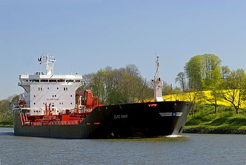 Tanker on the Kiel Canal, Schleswig-Holstein, Germany, Europe