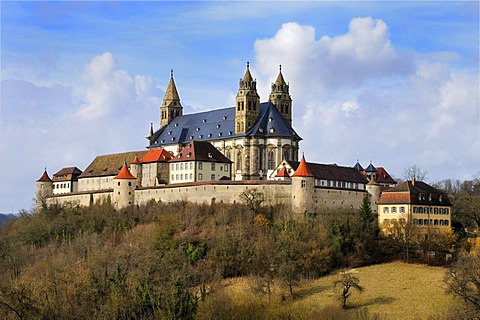 Comburg or Grosscomburg Monastery in Steinbach near Schwaebisch Hall, Schwaebisch Hall district, Baden-Wuerttemberg, Germany, Europe