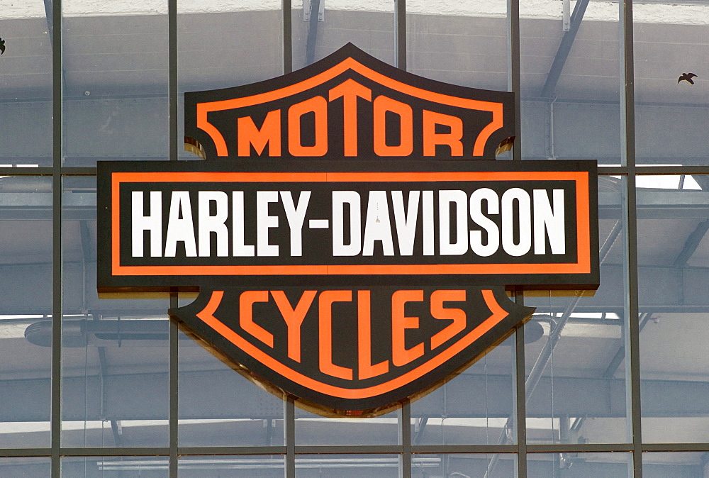 Harley Davidson Factory Frankfurt, official Harley Davidson dealer, Harley Davidson corporate logo, Frankfurt, Hessen Germany, Europe