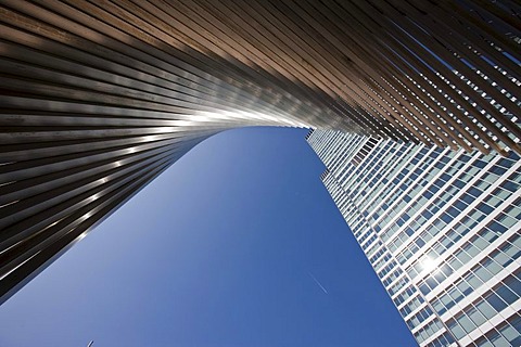 The 142 m high City-Hochhaus skyscraper of the DZ Bank, also called Selmi-Hochhaus after the Persian owner Ali Selmi, Platz der Republik square, Frankfurt, Hesse, Germany, Europe