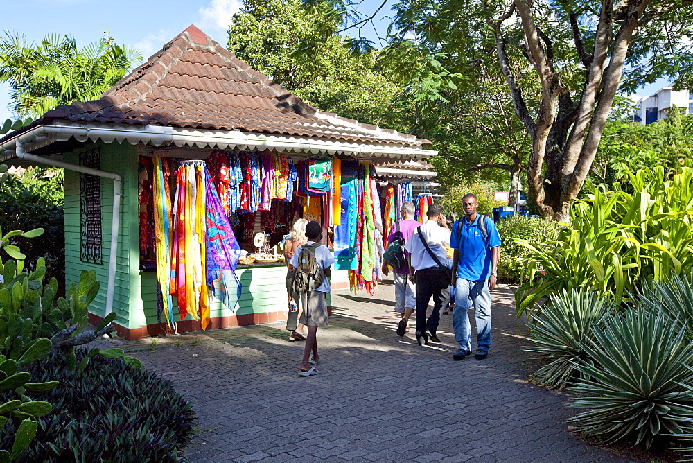 Souvenir shops, Francis Rachel Street, capital city Victoria, Mahe Island, Seychelles, Indian Ocean, Africa