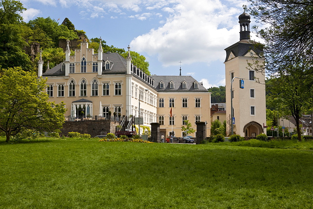 Schloss Sayn castle at the foot of the castle hill and at the entrance of Sayn, a quarter of Bendorf, district of Mayen-Koblenz, Rhineland-Palatinate, Dutschland, Europe