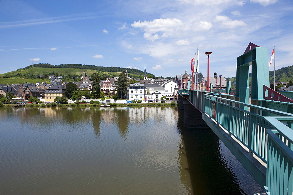View over the Mosel river on Traben quarter, Traben-Trarbach, Mosel, district Bernkastel-Wittlich, Rhineland-Palatinate, Germany, Europe