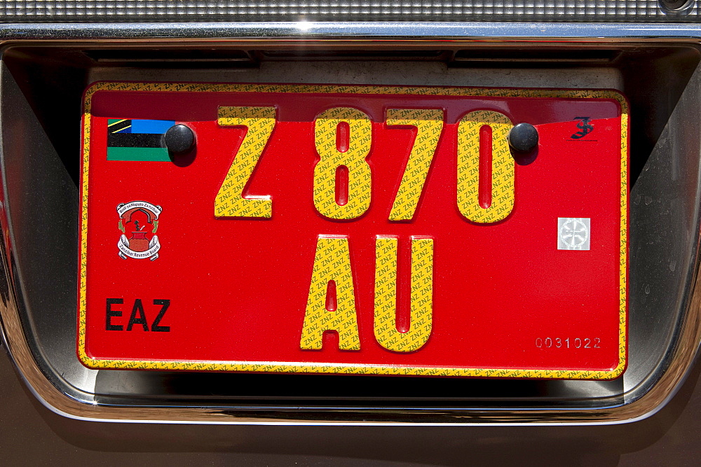 Car number plate, Zanzibar, Tanzania, Africa