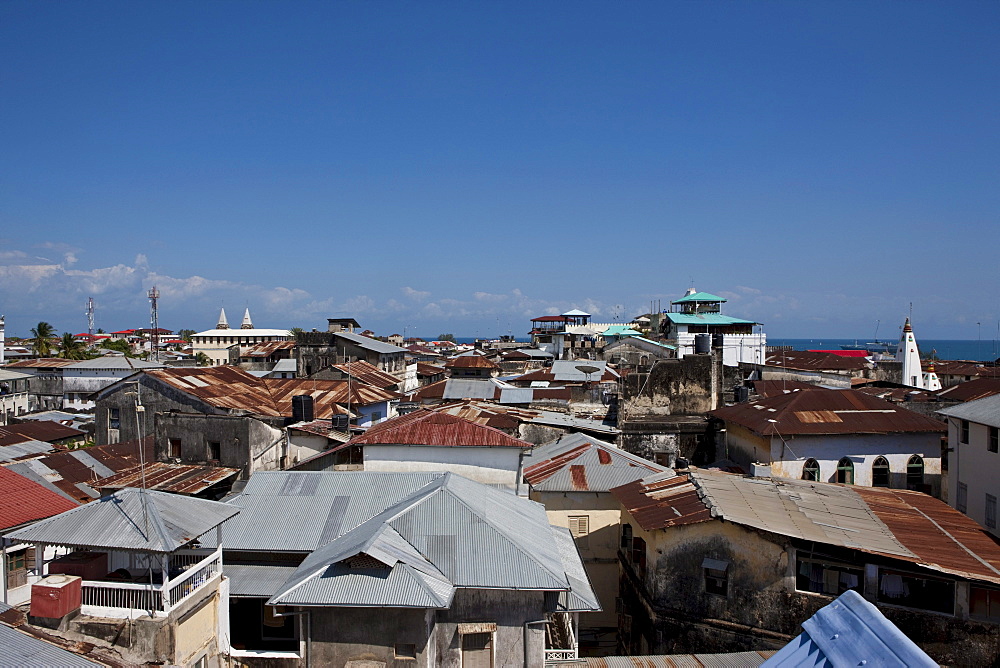 View over the rooftops of Stonetown, Stone Town, Zanzibar, Tanzania, Africa