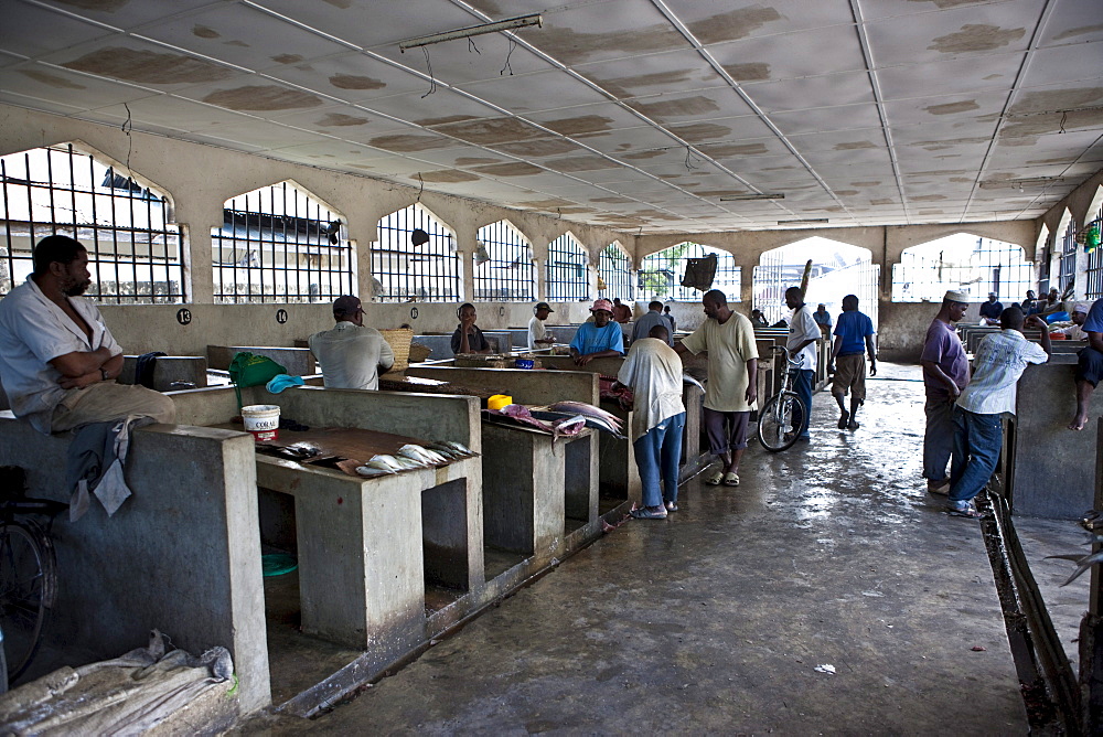 Fish market in Stonetown, Stone Town, Zanzibar, Tanzania, Africa