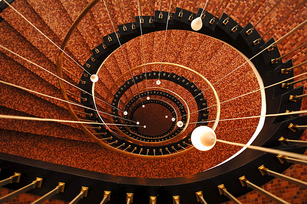 Staircase from the top down, from the 1950s, Hamburg, Germany, Europe