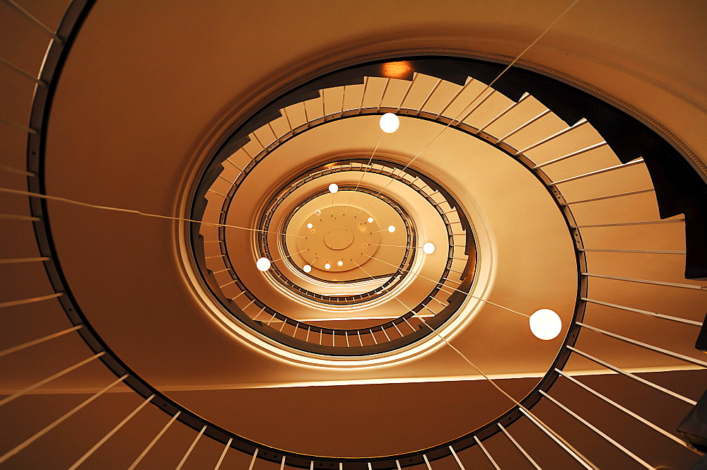 Staircase from the bottom up, from the 1950's, Hamburg, Germany, Europe