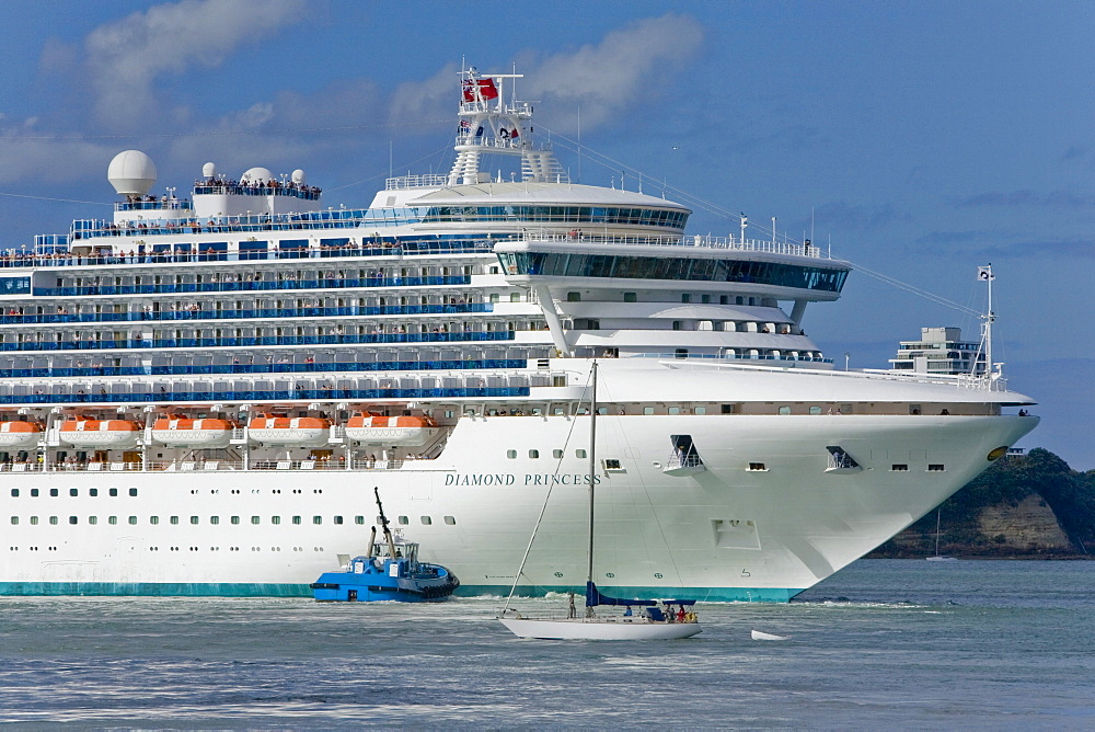 Diamond Princess cruise ship in the port of Auckland, North Island, New Zealand