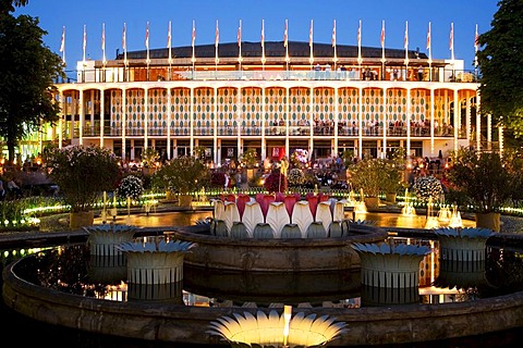 The Concert Hall by night in Tivoli, Copenhagen, Denmark