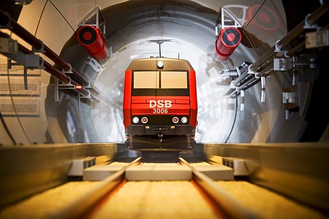 Model of a train in the Great Belt tunnel between Zealand and Funen, Denmark