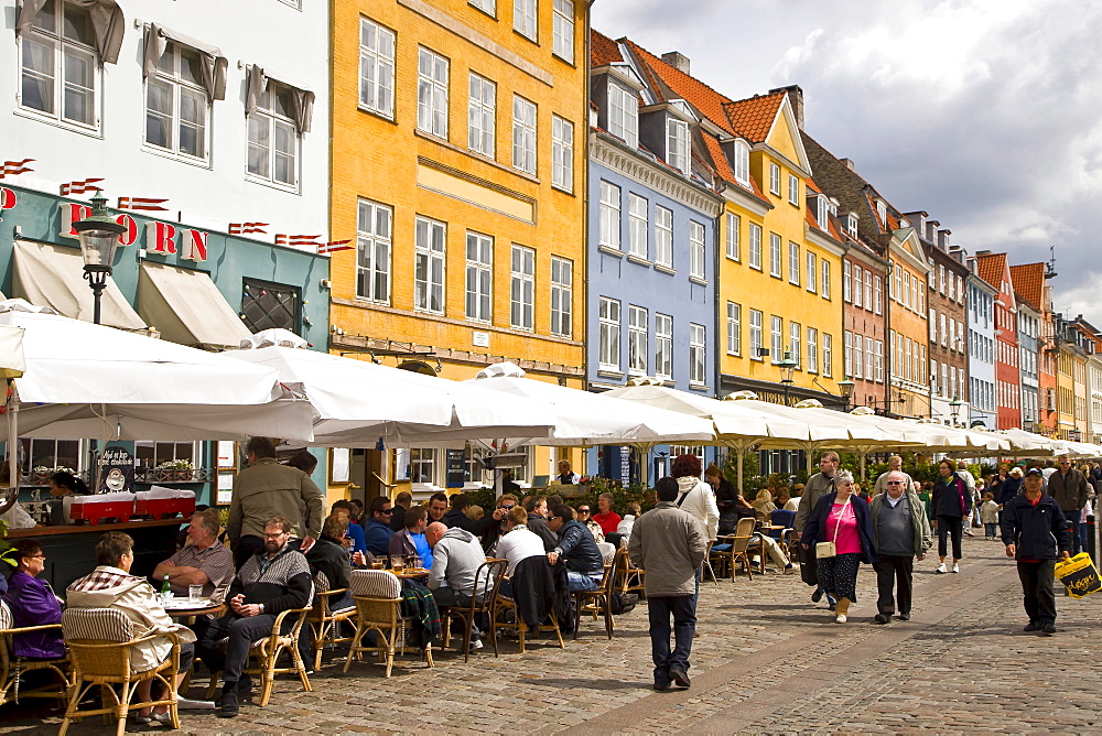 Restaurants and pubs at Nyhavn canal in Copenhagen, Denmark, Europe