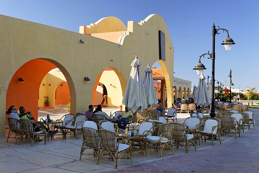 Bar, entrance to traditional market, souk, Hurghada, Egypt, Red Sea, Africa