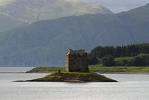 Castle Stalker on Loch Linnhe, Scotland, Great Britain, Europe