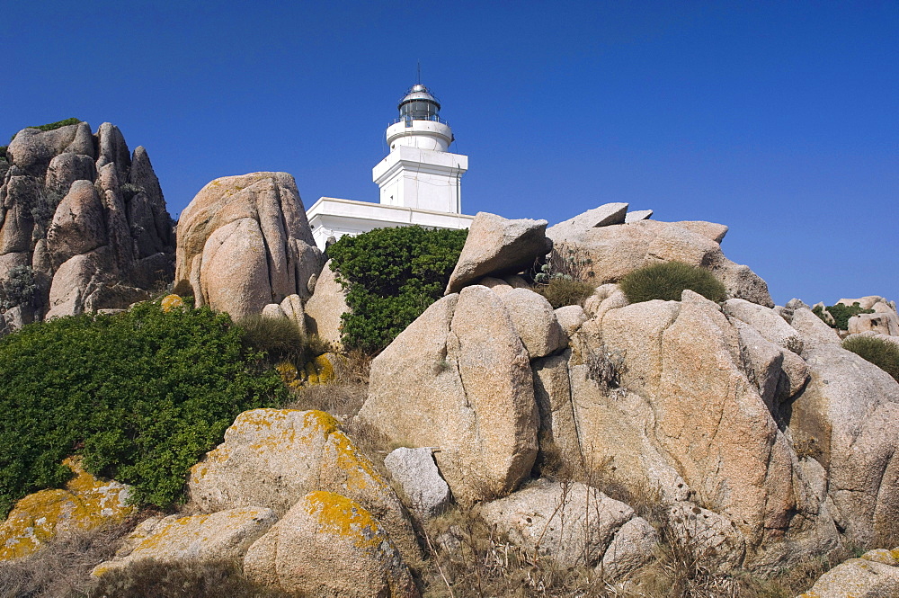 Lighthouse, rock formation in Valle della Luna, Santa Teresa, Capo Testa, Sardinia, Italy, Europe