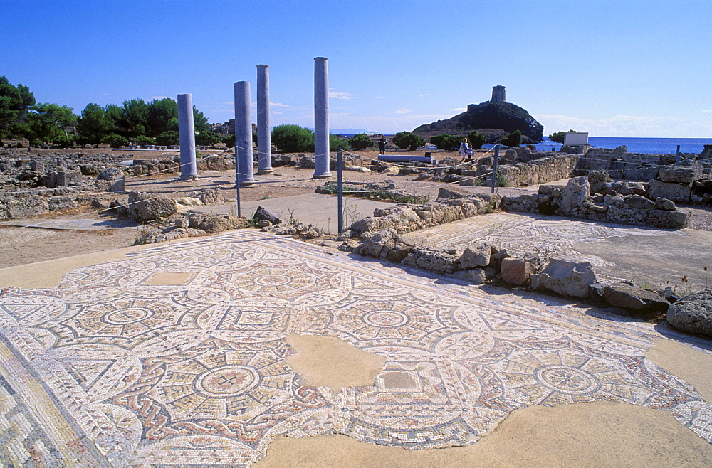 Ruins of a Roman villa, nobility, Nora near Pula, Sardinia, Italy, Europe