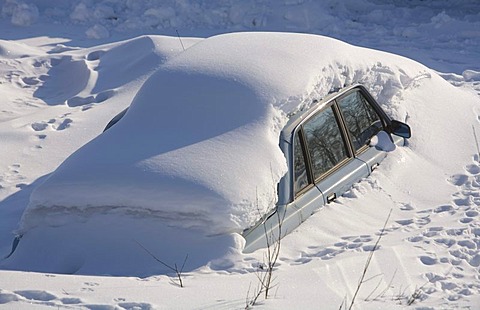 Snowed in Volvo car, Kiruna, Lappland, Northern Sweden