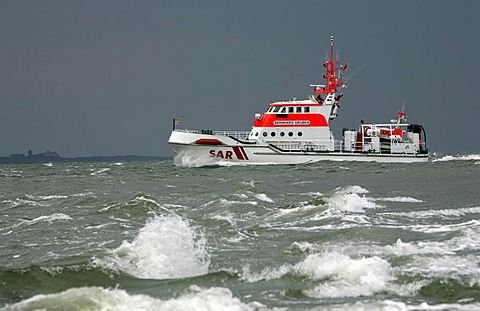 Maritime emergency rescue cruiser in the North Sea near Norderney, Lower Saxony, Germany, Europe