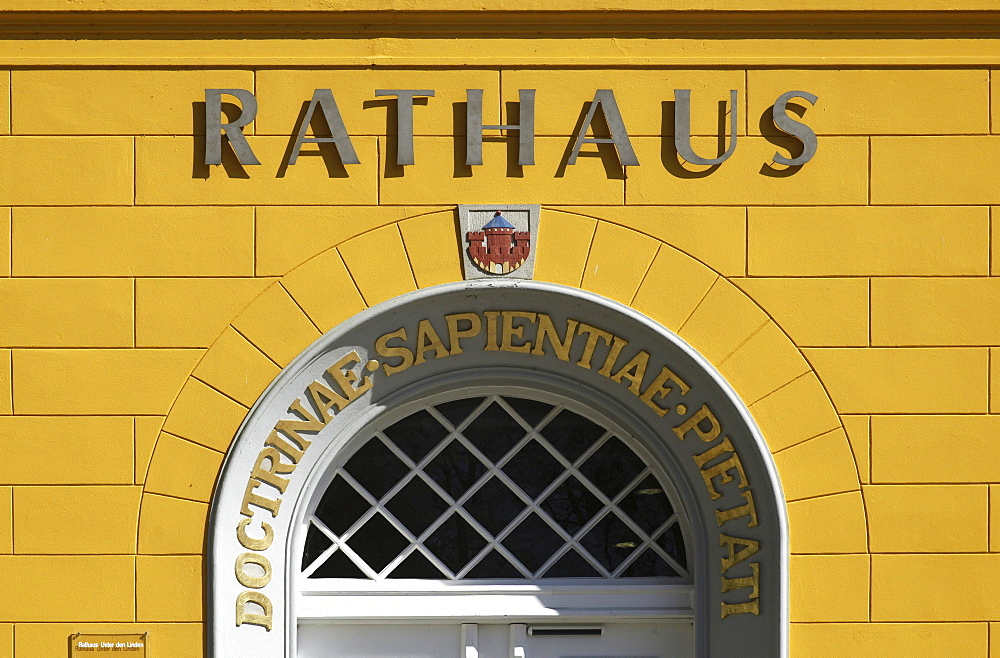 Portal of the town hall, Ratzeburg, Schleswig-Holstein, Germany, Europe