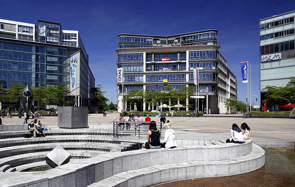 Office buildings and radio studios in the Mediapark Media Park, Cologne, Rhineland, North Rhine-Westphalia, Germany, Europe