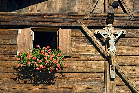 Detail, Holderloch-Alm mountain lodge, Oberbergtal valley, Stubai, Tyrol, Austria, Europe