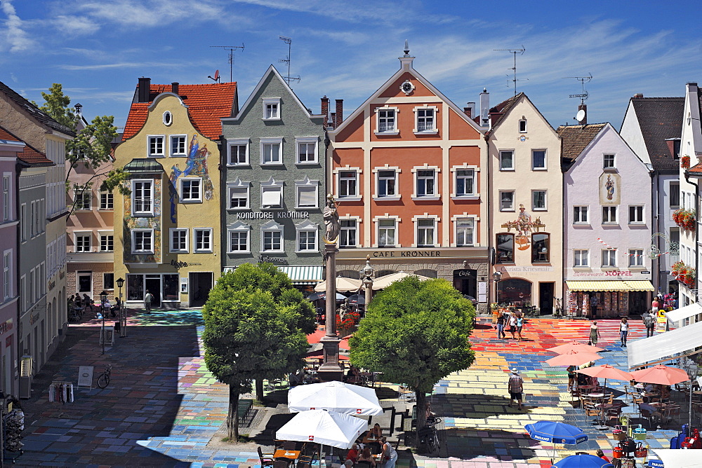 Marienplatz square, 1909, Wassily Kandinsky, the world's largest Kandinsky, artists Florian Lechner and Annette Koelbl-Rill, Weilheim, Upper Bavaria, Bavaria, Germany, Europe