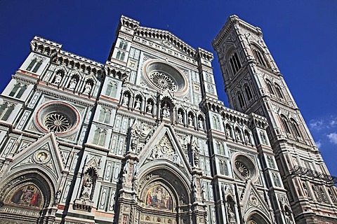 Campanile and Florence Cathedral, Basilica di Santa Maria del Fiore, Firenze, Florence, Tuscany, Italy, Europe