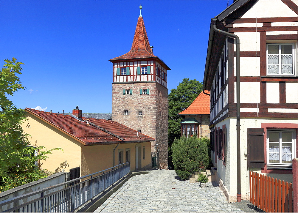 The Rote Turm, Red Tower at the fortress hill, Kulmbach, Upper Franconia, Bavaria, Germany, Europe